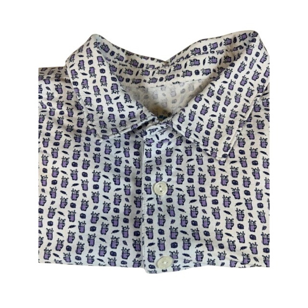 Ibkul Men's White Purple Cocktails‎ Drinks UPF 50+ Golf Polo Shirt XXL